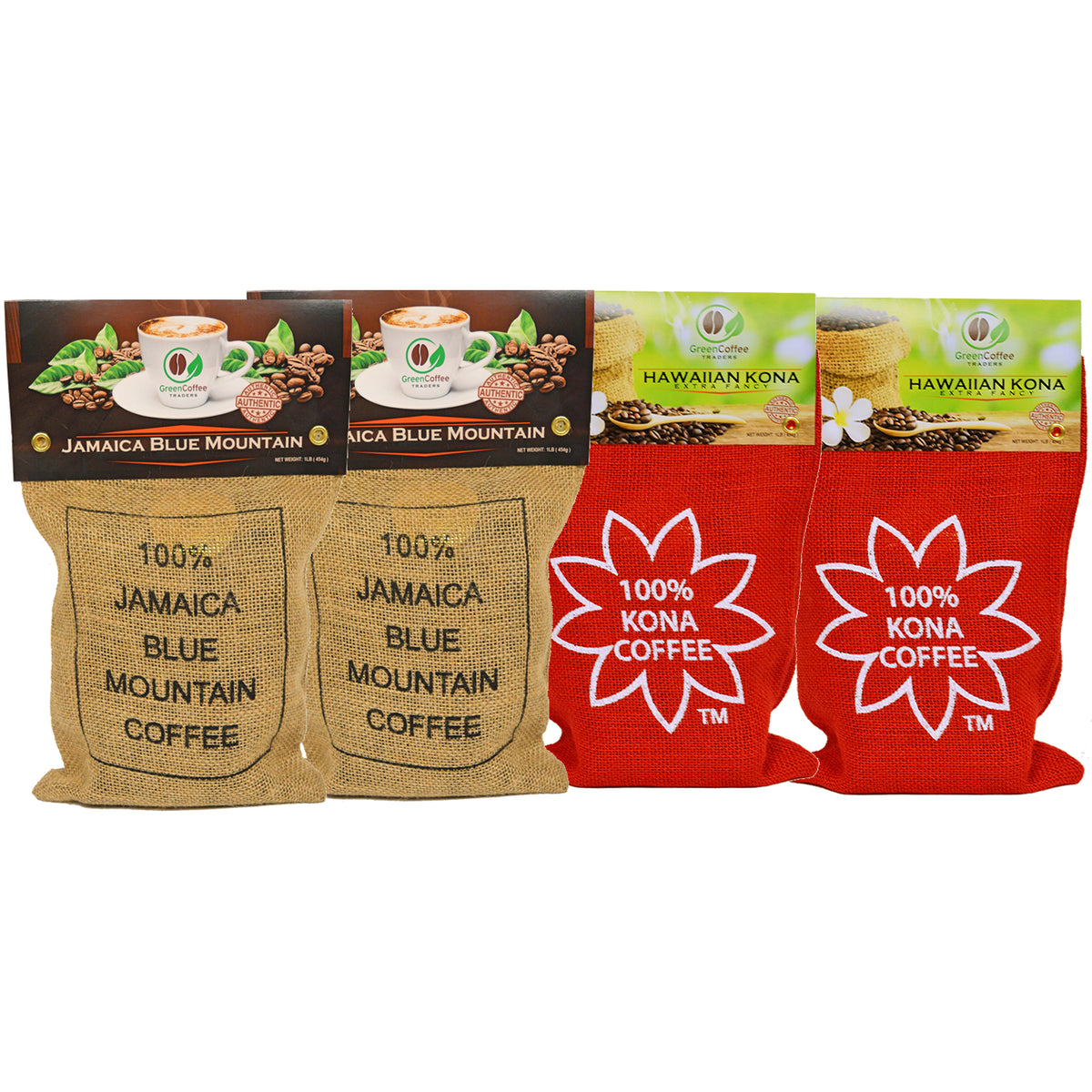 4 Lbs Each: 100% Jamaican Blue Mountain & 100% Kona Coffee Beans – Medium Roast, Fresh Daily
